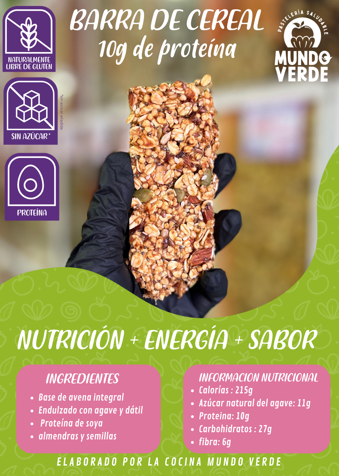 Barra de cereal con 10g de proteína