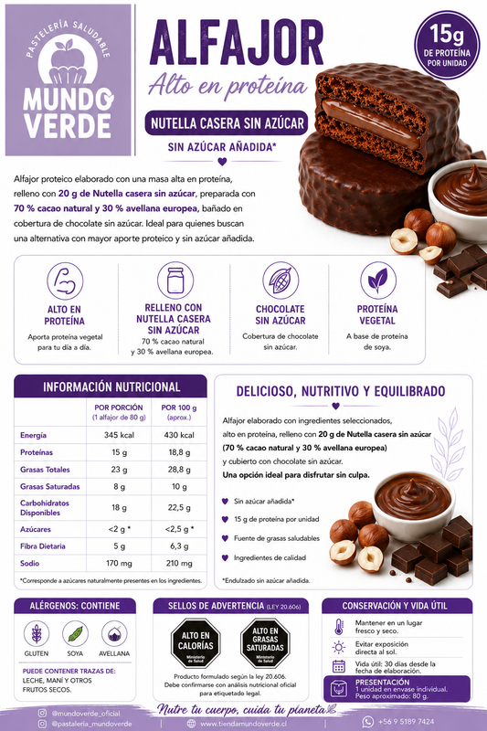 Alfajor con 15g de proteína sabor nutella