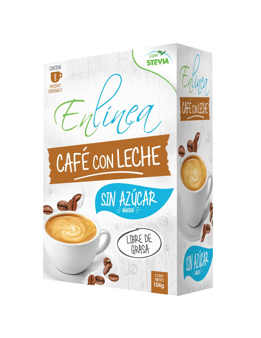 CAFÉ CON LECHE SIN AZUCAR EN LINEA CAJA 8 UNIDADES