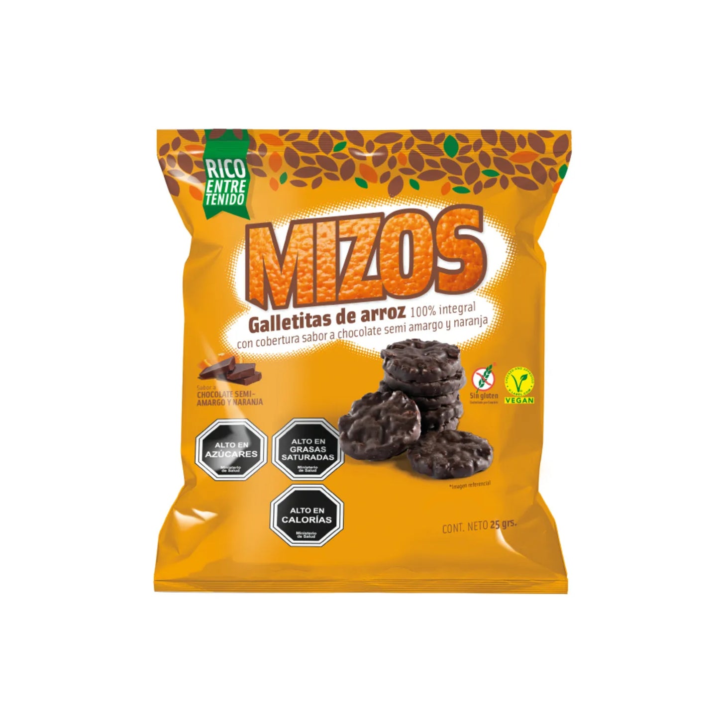 GALLETITAS DE ARROZ MIZOS SABOR CHOCOLATE NARANJA 20GR