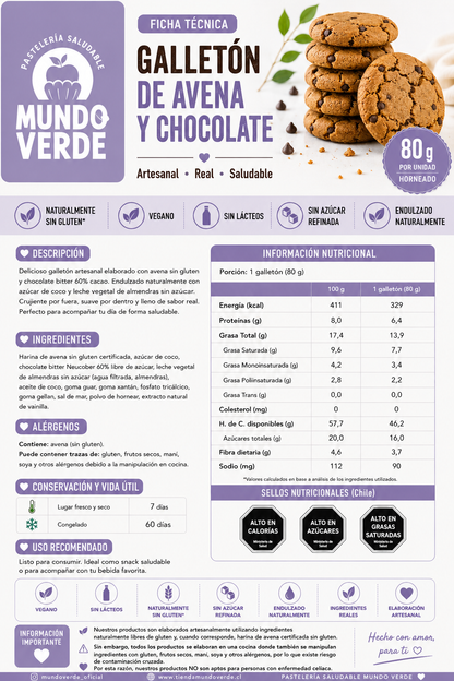 Galleton de avena sabor choco chips 80g