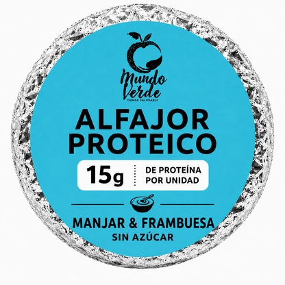 Alfajor con 15g de proteína sabor manjar frambuesa