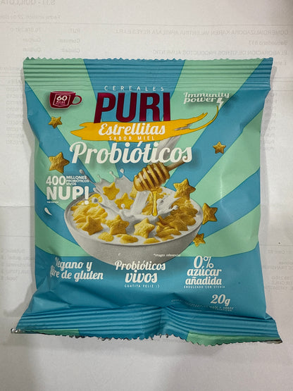 Cereales PURI estrellitas sabor miel con probióticos 20g