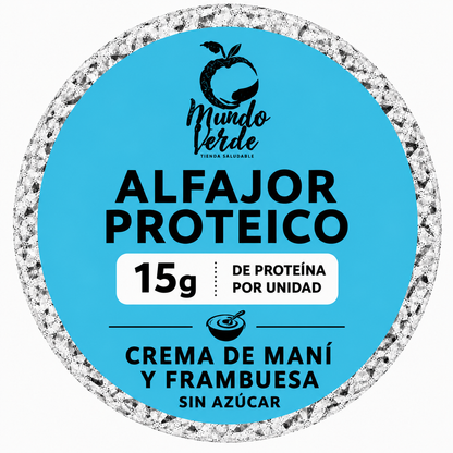 Alfajor con 15g de proteína sabor crema de maní y frambuesa
