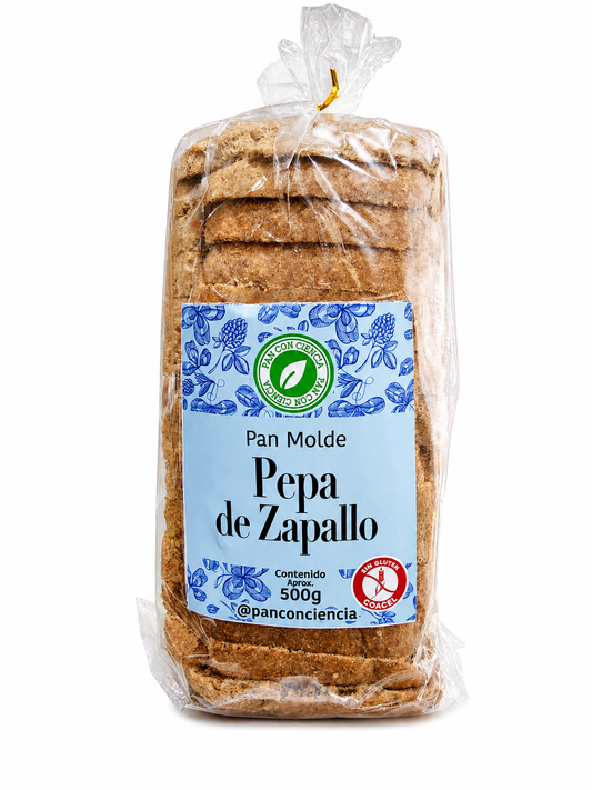 PAN MOLDE PEPA ZAPALLO 500GR PAN CON CIENCIA ( SIN GLUTEN-VEGANO-SIN AZUCAR