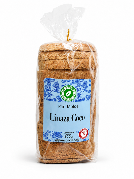 PAN MOLDE LINAZA COCO 500GR PAN CON CIENCIA ( SIN GLUTEN-VEGANO-SIN AZUCAR)
