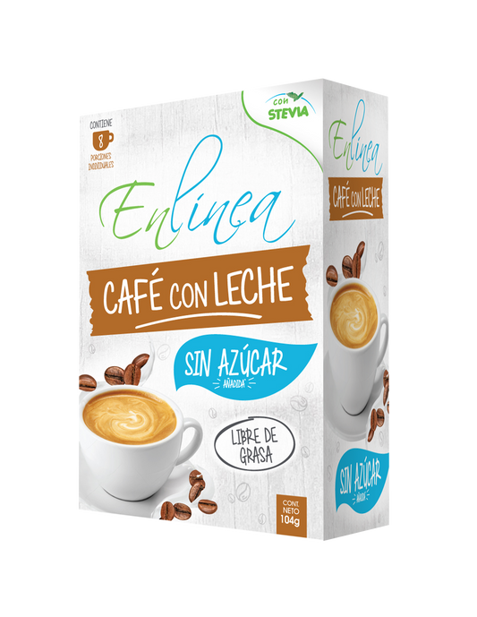 CAFÉ CON LECHE SIN AZUCAR EN LINEA CAJA 8 UNIDADES