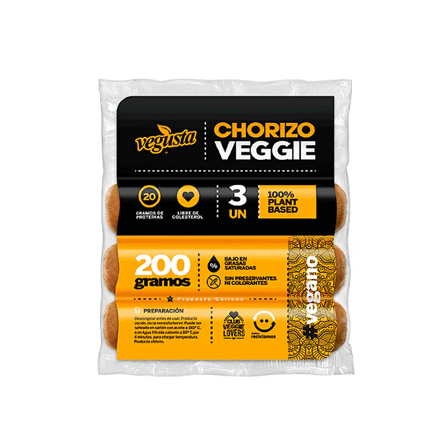 CHORIZO VEGGIE 3 UNIDADES 200GR VEGUSTA