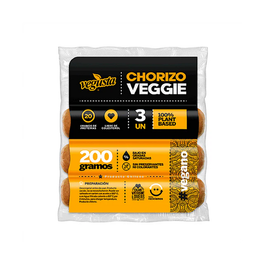 CHORIZO VEGGIE 3 UNIDADES 200GR VEGUSTA