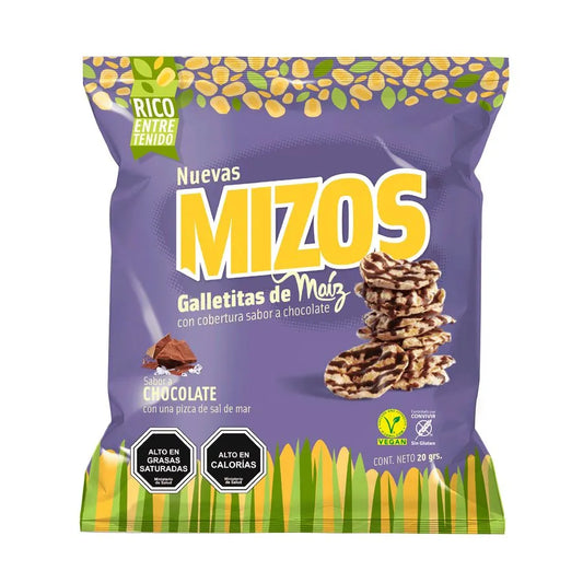 GALLETITAS DE ARROZ MIZOS SABOR CHOCOLATE CON SAL DE MAR 20GR
